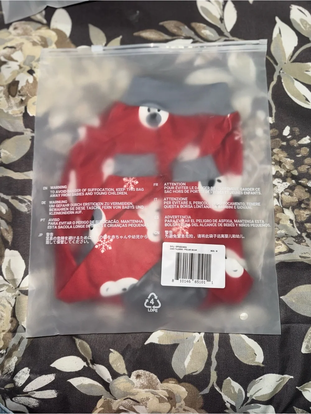 Spark Paws MediumRed Polar Bear Pet Pajamas